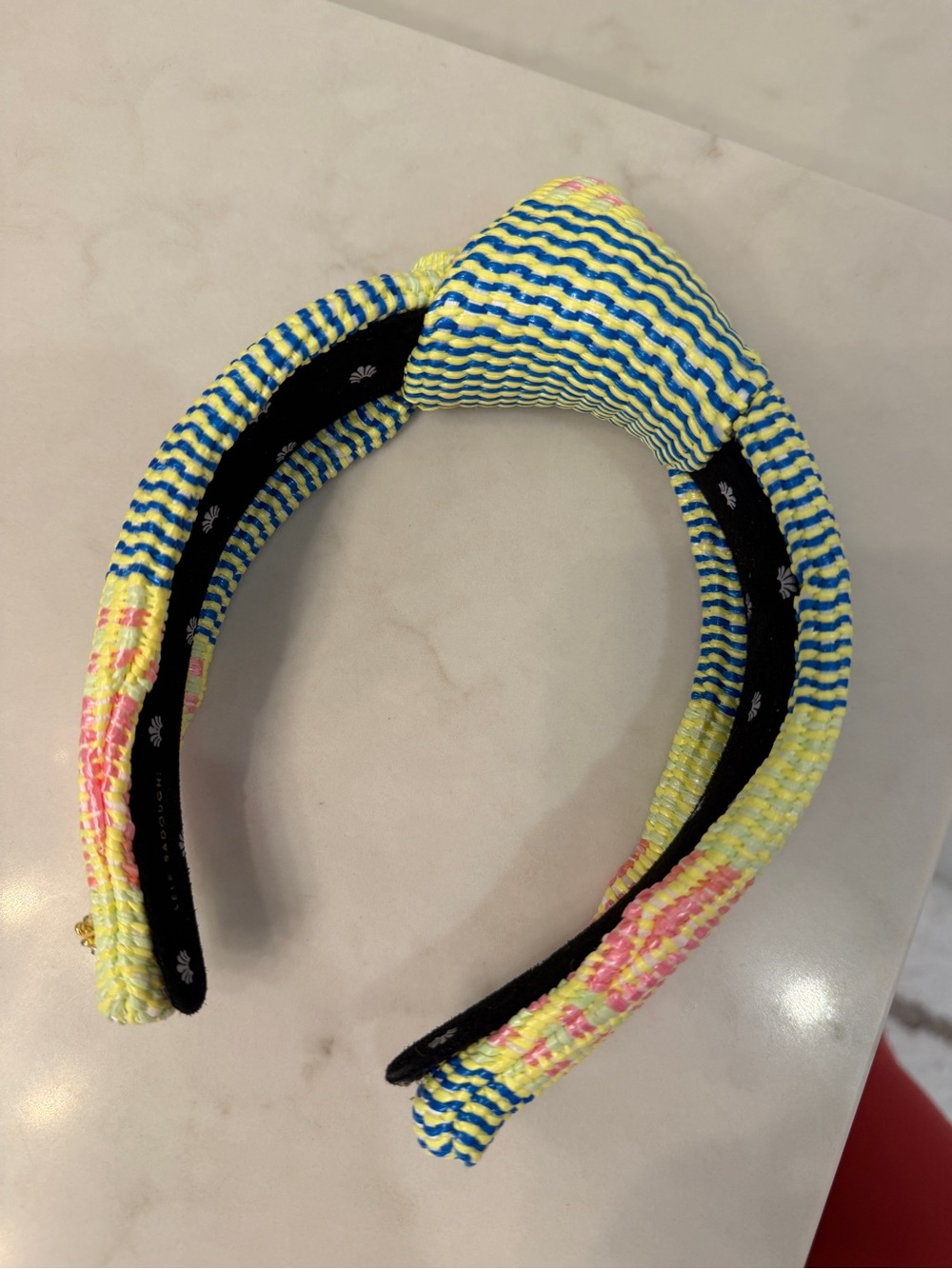 Lele Sadoughi Bright Yellow, Blue & Pink Woven Knotted Headband